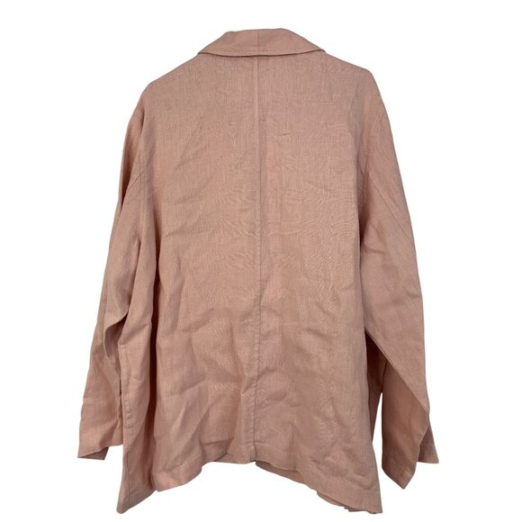 Coldwater Creek Womens 3X Plus Pink Linen Blazer Jacket Pockets EUC 8804 - Picture 8 of 9